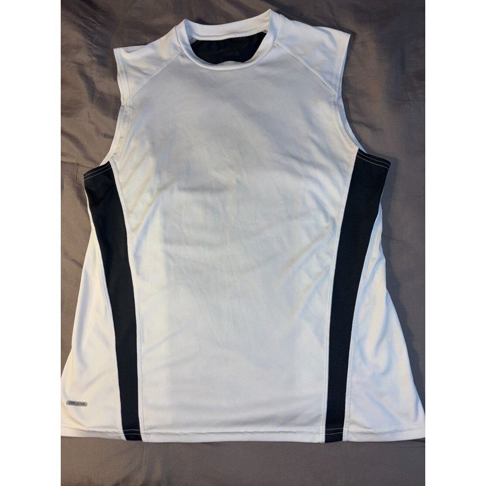 Starter Activewear Tank Top Boy Large White Black Stripes Crew Neck Athletic Fit